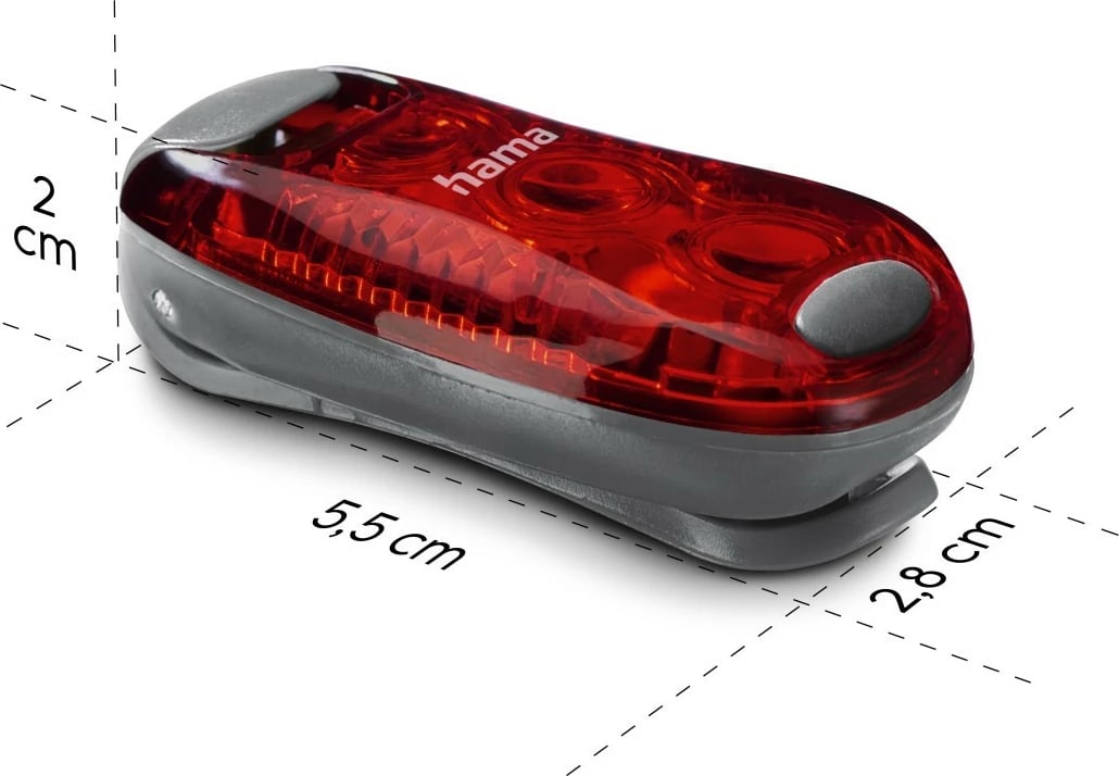 Dritë sigurie me kapëse, Hama, 228618, 3 modalitete ndriçimi, set 2 copë, e zezë/e kuqe