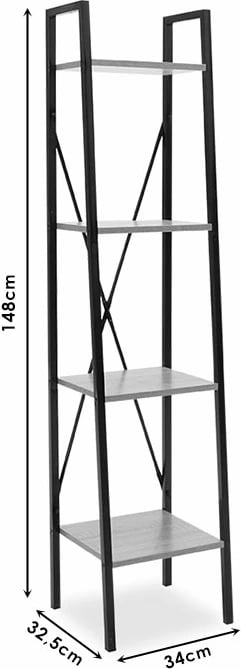 Raft librash Ramon, ngjyrë natyrale-e zezë, 34x32.5x148cm