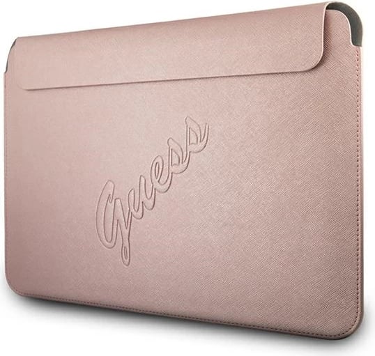 Mbështjellës Guess Saffiano Script për laptop 13", rozë
