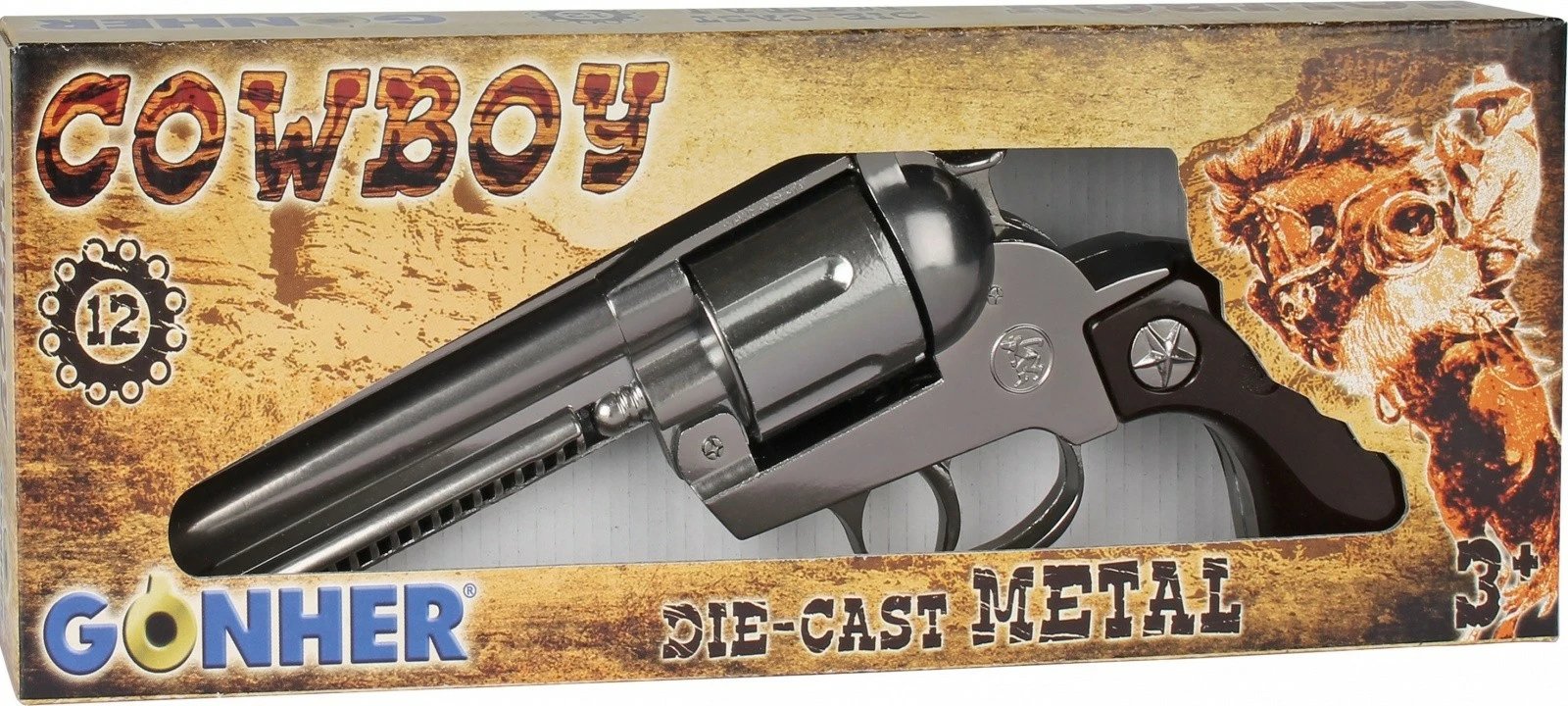 Revolver metalik lodër Pulio Gonher 121/0, 24.5x11cm, argjendtë Revolver metalik lodër Pulio Gonher 121/0, 24.5x11cm, argjendtë