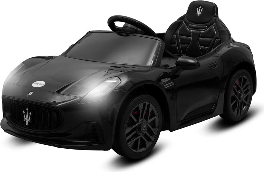 Makina lodër elektrike, BABY MIX, Maserati GranTurismo, 12V 4.5Ah, 2×45W, telekomandë 2.4G, Bluetooth, rrota EVA, sedilje eco-lëkurë, e zezë