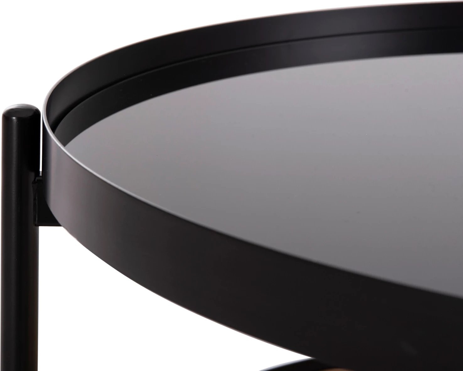 Tavolinë kafeje SEITZ FH18030, sipërfaqe xhami, metal-ratan, Φ80x45Hcm