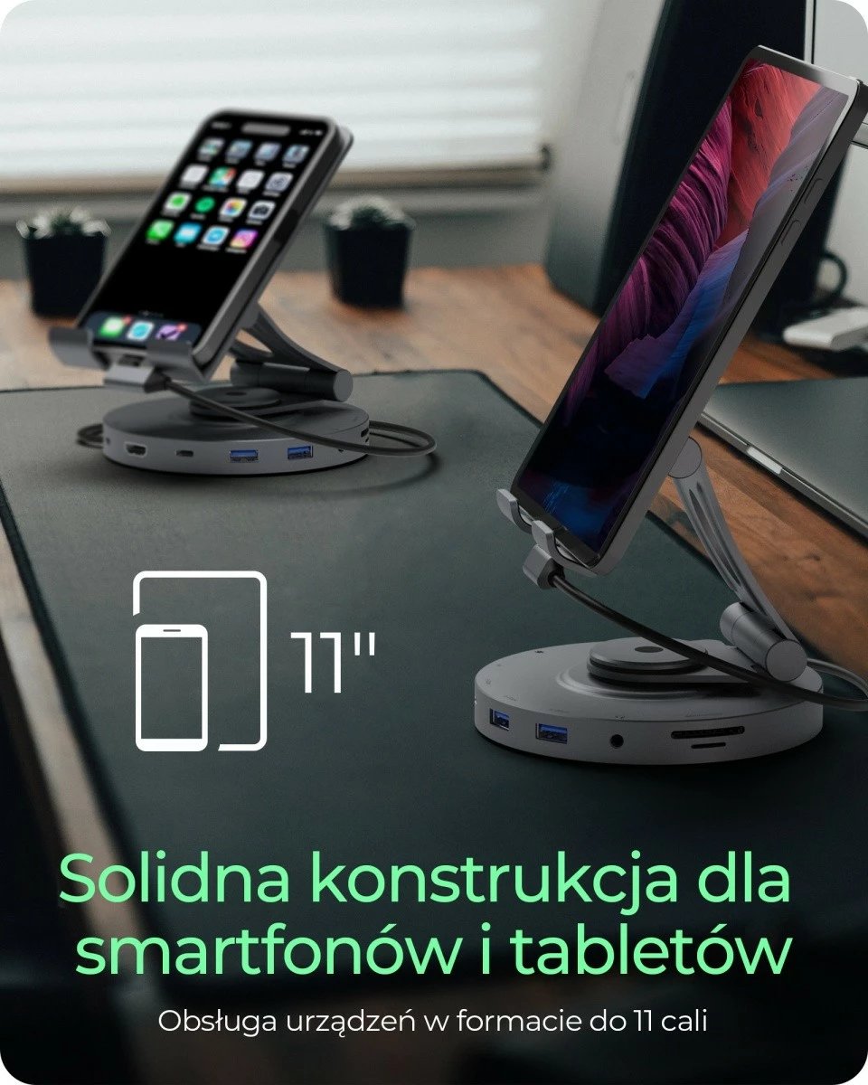 Mbajtëse me stacion dokimi IcyBox IB-TH100-DK për tabletë/celular, anthracite/black