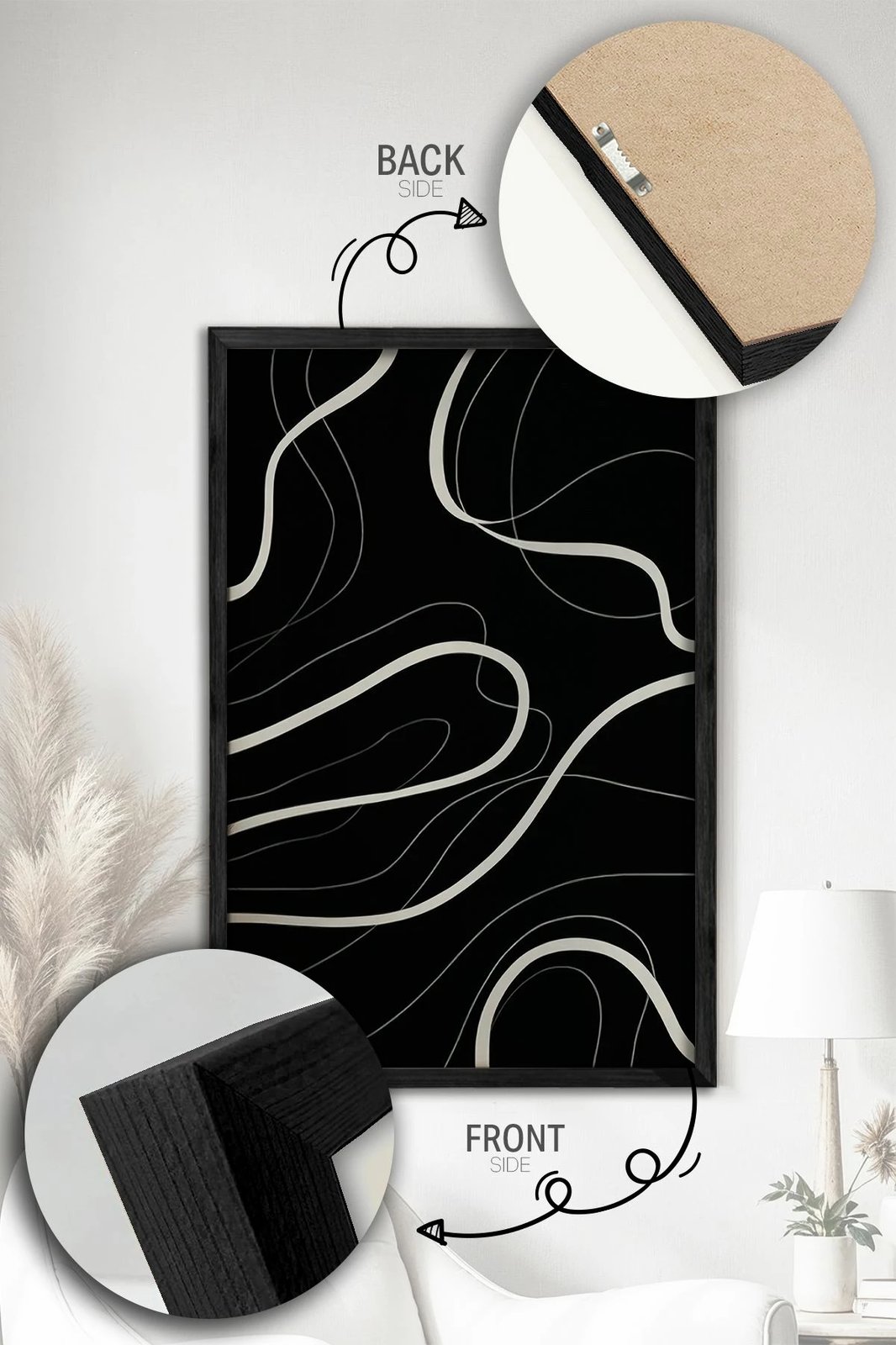 Pikturë dekorative me kornizë (2 copë), Wallity, Ersy2Lımodel10-Sıyah