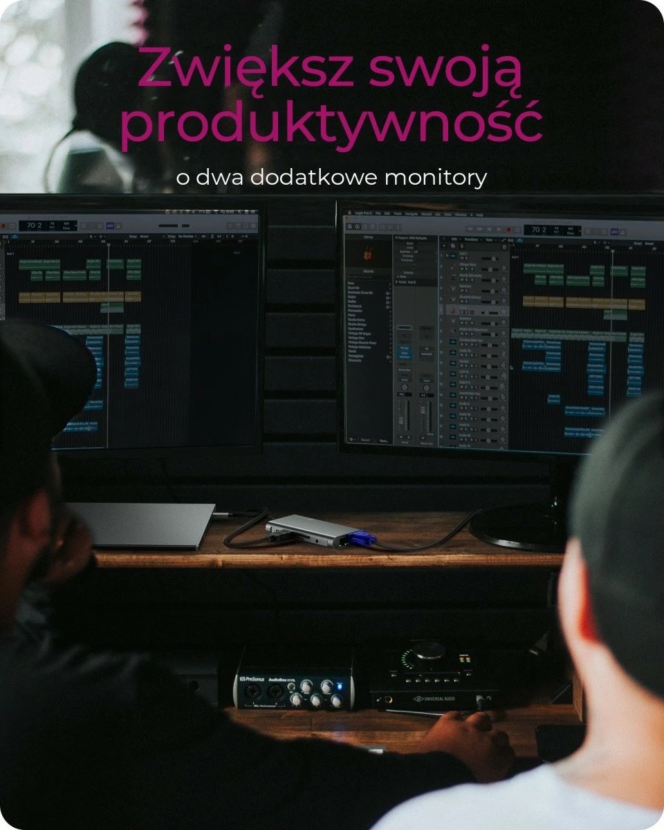 Kasë dokimi IcyBox IB-DK4040-CPD, USB Type-C, HDMI/VGA, anthracite/black