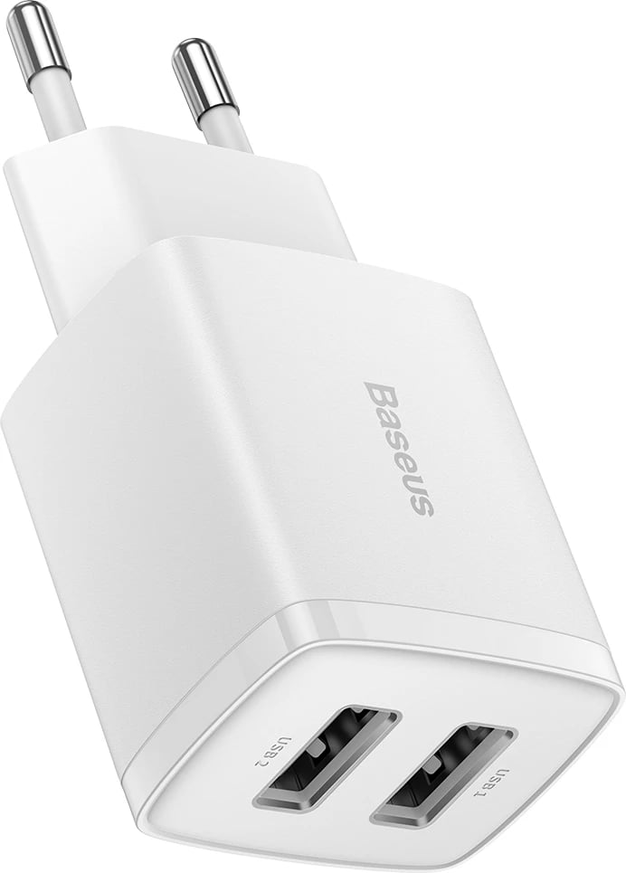 Karikues muri Baseus CCXJ010202, 2x USB-A, 10.5W, Bardhë