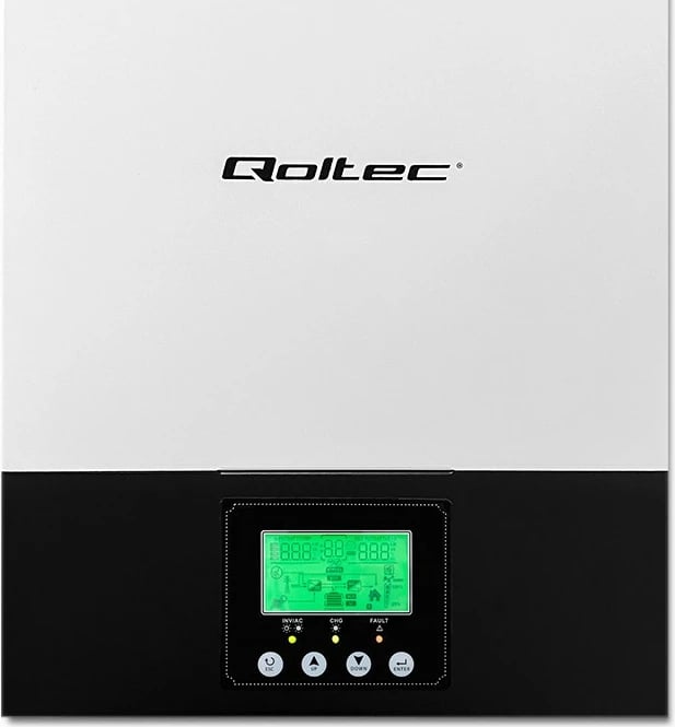 Inverter solar hibrid Qoltec 53876, 2.4kW, MPPT 80A, Sinus, zi/bardhë Inverter solar hibrid Qoltec 53876, 2.4kW, MPPT 80A, Sinus, zi/bardhë