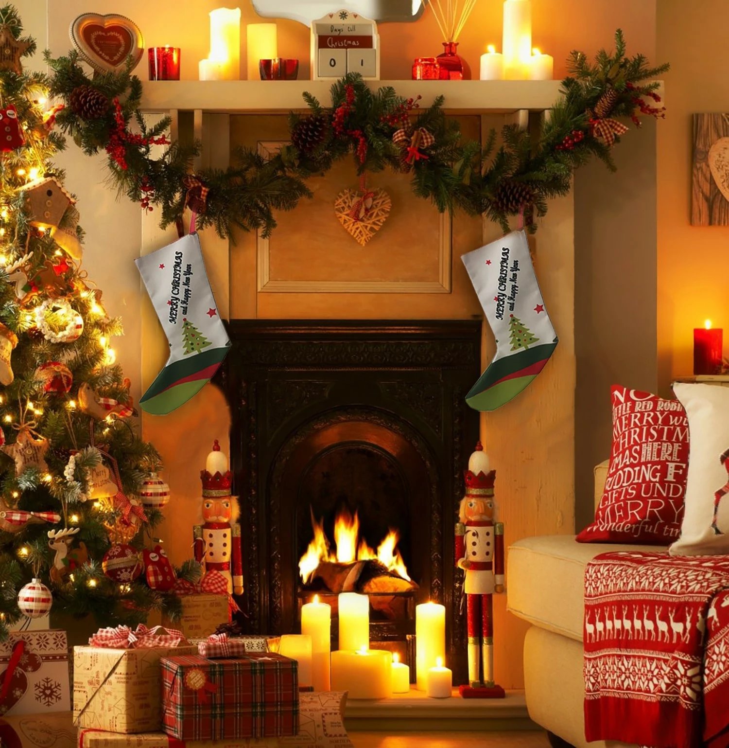 Çorape dekorative për Krishtlindje, shumëngjyrëshe, Crp006