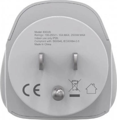Përshtatës udhëtimi energjie, Gembird, A-AC-USMINTF, World në USA 10A i tokëzuar, i bardhë