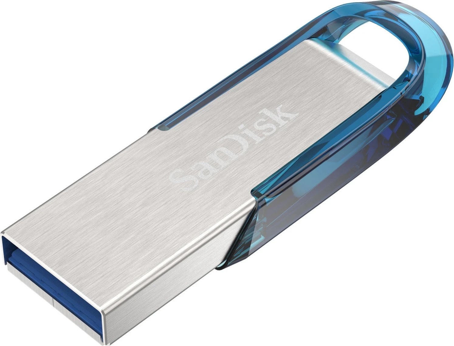 USB SanDisk Ultra Flair, 64GB, USB 3.0, 150 MB/s, argjend/ e kaltër