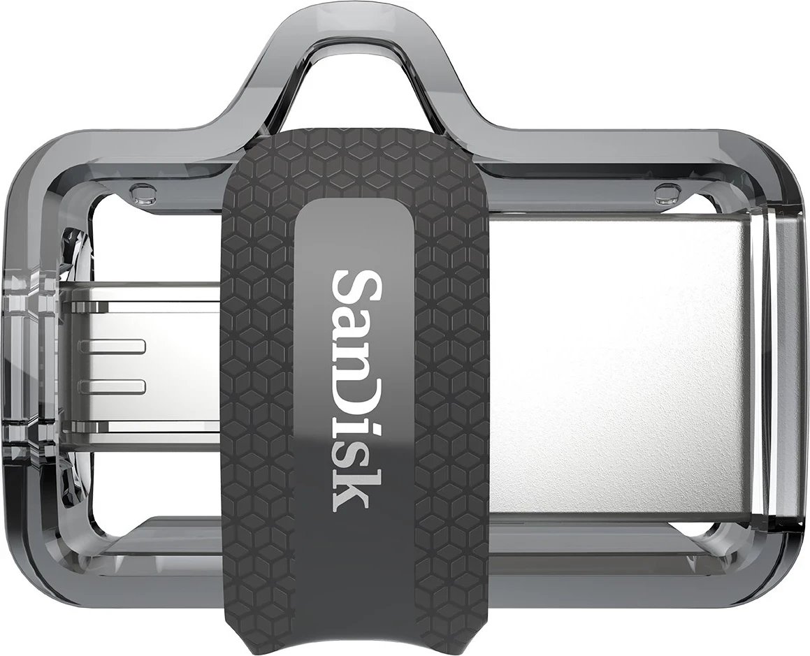USB flash SanDisk Ultra Dual m3.0 32 GB, e zezë, argjendtë, transparente