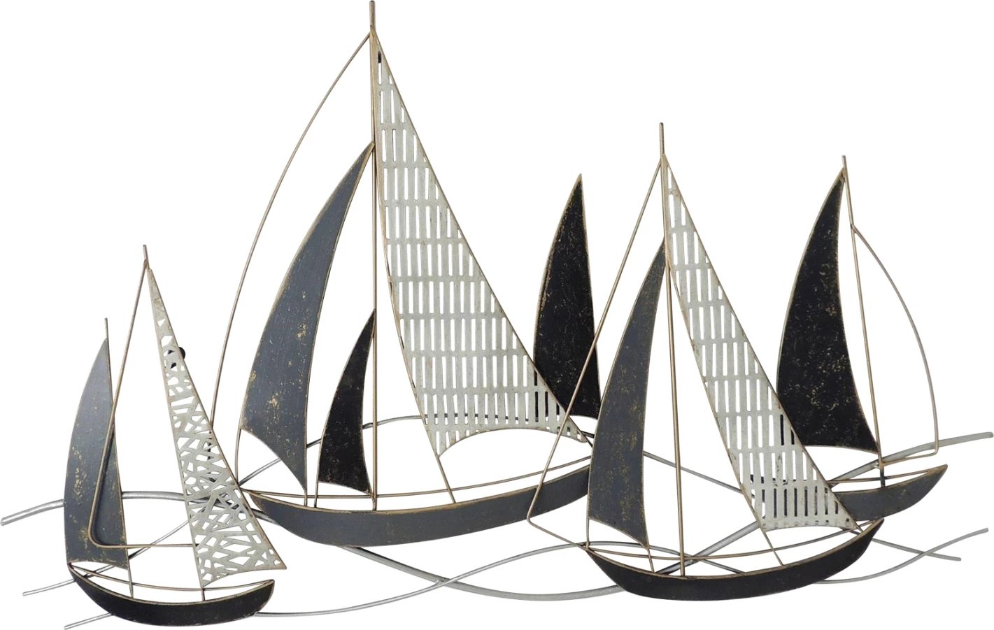 Dekor metalik për mur, FH7160, ngjyrë qymyr, e bardhë, ari, 92x3x56Y cm