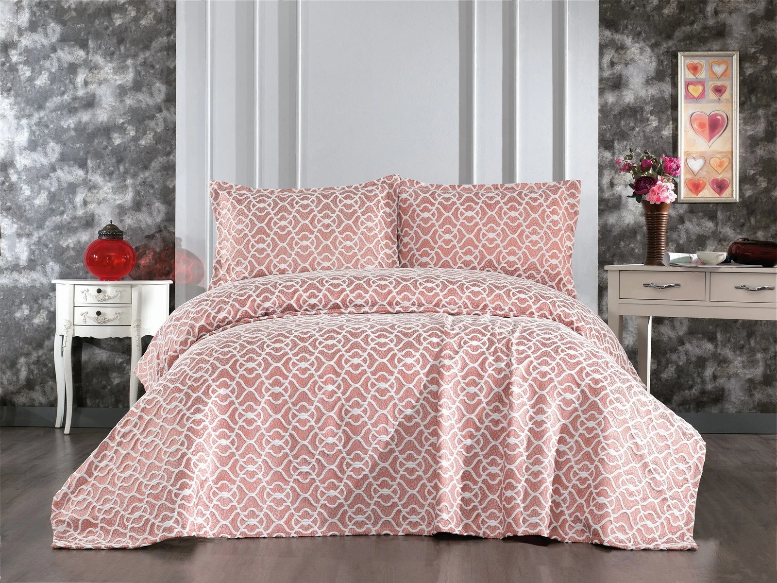 Set mbulesë dysheku dopio, L'essentiel Merlin, ngjyrë rozë e zbehtë