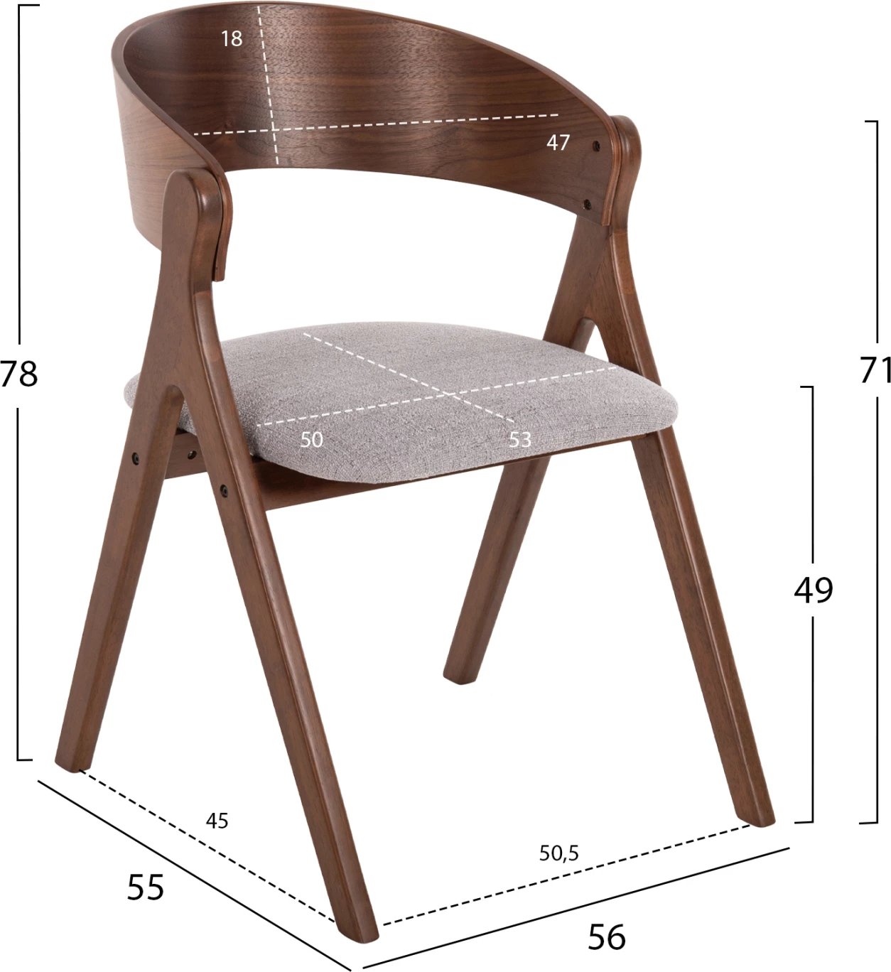 Karrige ngrënieje NEKKER FH9739.01 dru gome, ngjyrë arre, set prej 2 copë