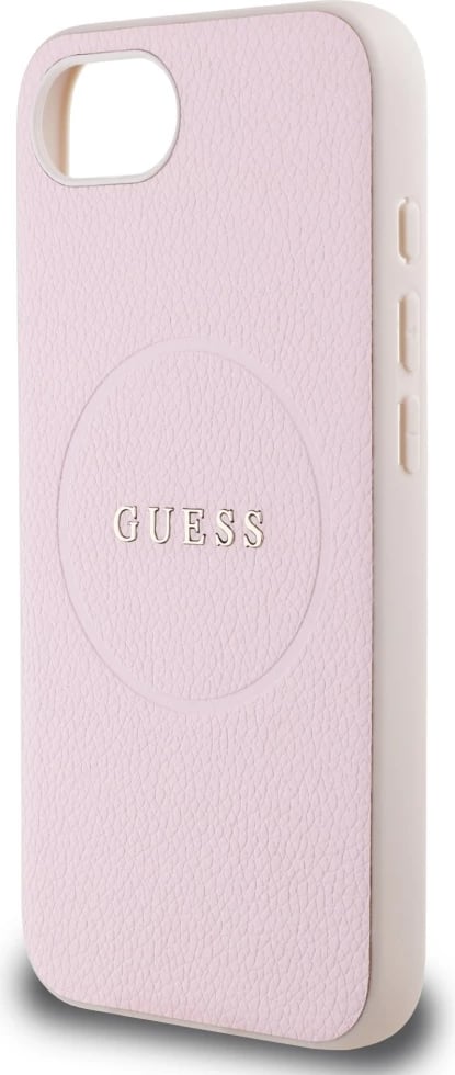 Mbështjellës Guess Grained Ring MagSafe për iPhone 16e, Rozë Mbështjellës Guess Grained Ring MagSafe për iPhone 16e, Rozë