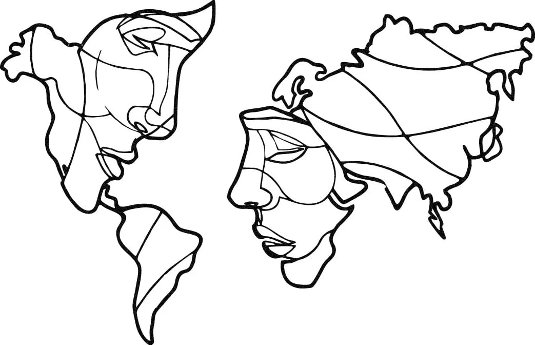 Aksesor dekorativ metalik për mur, Wallity, Suret Two, ngjyrë e zezë, 100x64cm