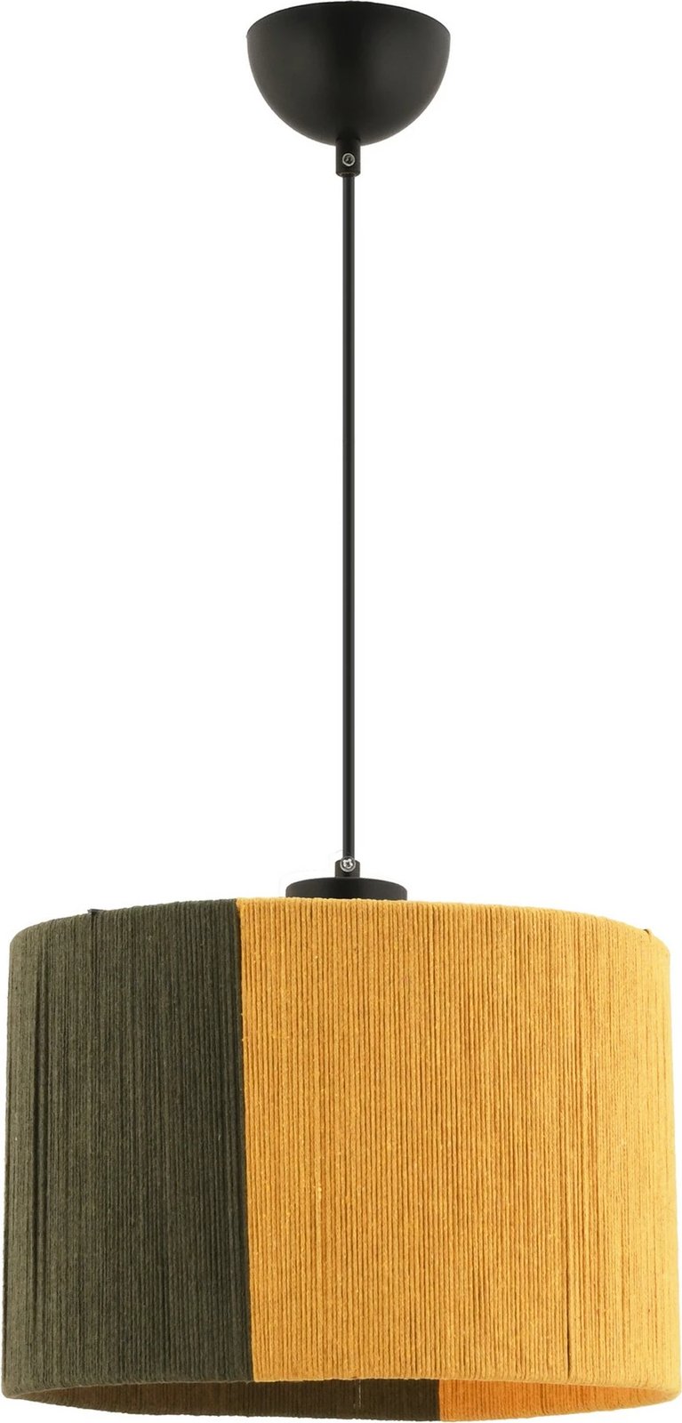 Llambë tavani Opviq, metal dhe jute, ngjyrë e gjelbër dhe e verdhë, 30x30x20cm