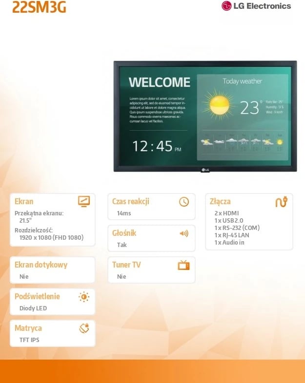 Monitor LG 22SM3G, 21.5", Full HD, IPS, webOS, i zi