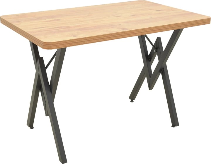 Tavolinë Vertex, ngjyrë lisi, këmbë metalike të zeza, 110x70x72cm