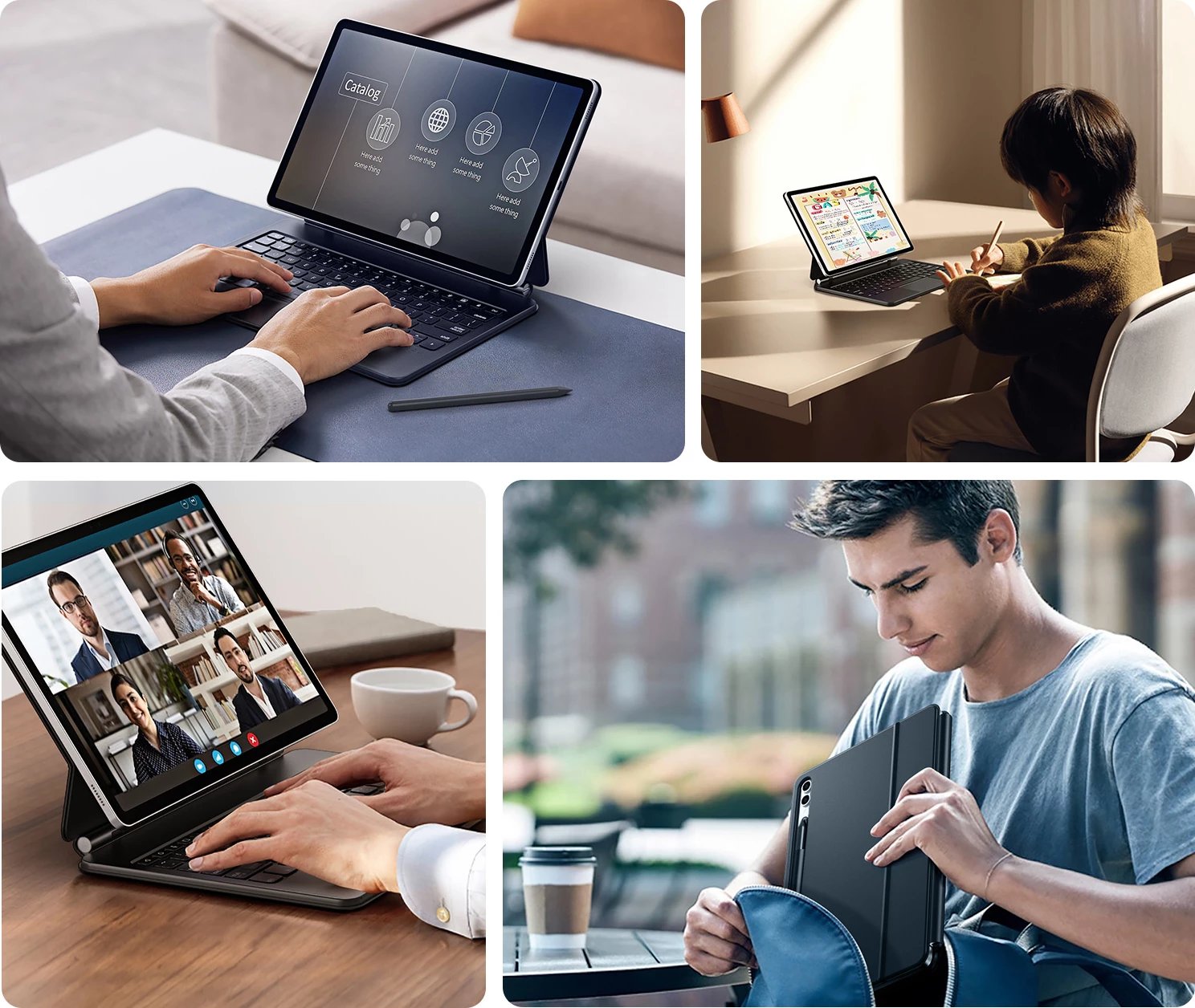 Mbështjellës me tastierë Bluetooth Dux Ducis MK Series për Samsung Galaxy Tab S9+, S8+, S7+, i zi