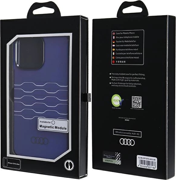 Mbështjellës Audi IML MagSafe për iPhone 15 Pro Max, Blu
