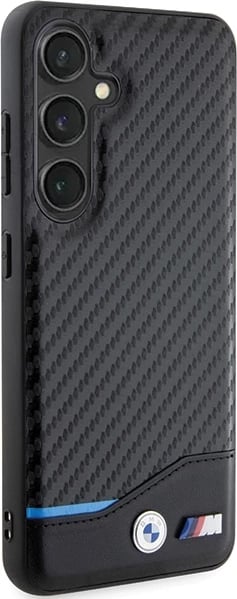 Mbështjellës BMW Leather Carbon për Samsung Galaxy S24, i zi
