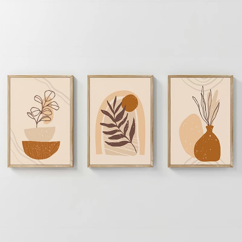 Dekor muri në kornizë Zephy triptik, print digjital, shumëngjyrësh, 33x1.5x48cm (3 copë)