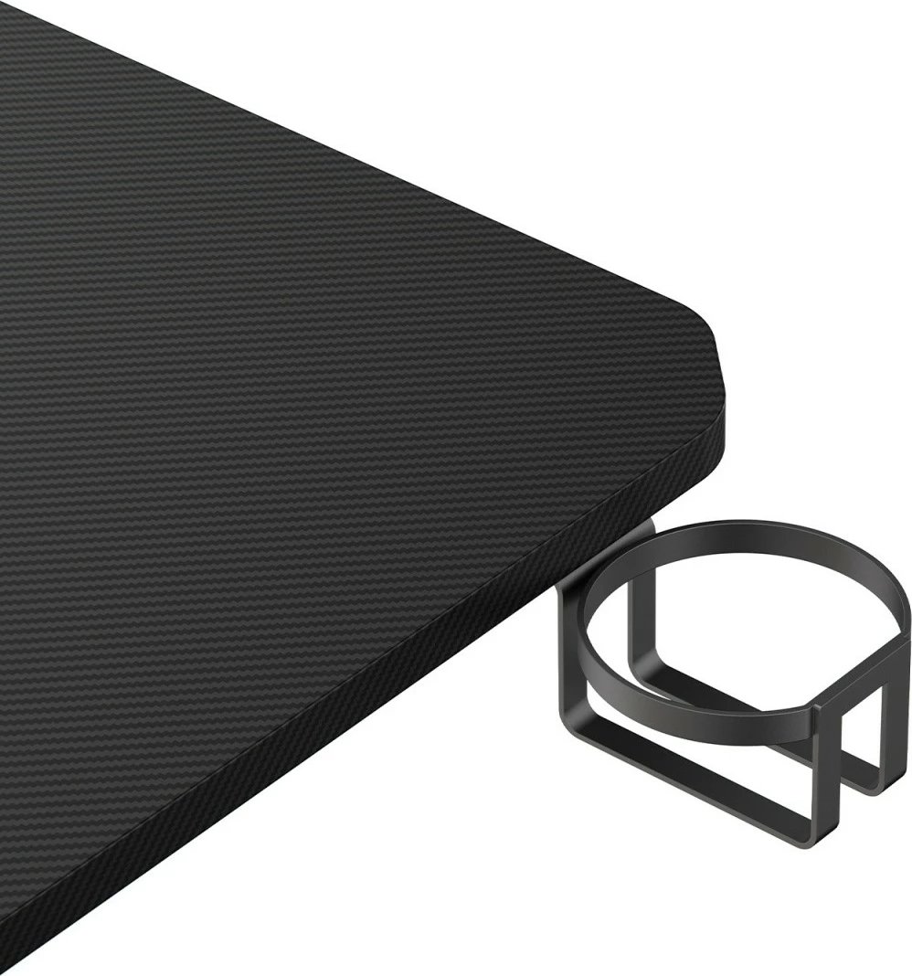 Tavolinë gaming, Maclean NanoRS RS101, 120x60x75 cm, ngarkesë 75 kg, me mbajtës kufjesh dhe gote, e zezë