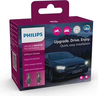 Philips Ultinon LED H4 / H19 12V 20W 6000 K +80% SET