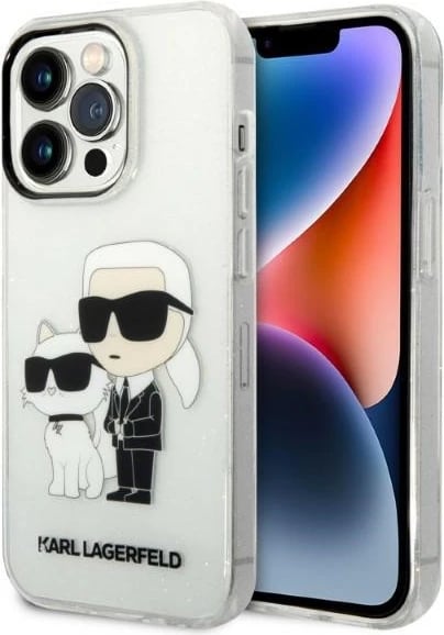 Mbështjellës Karl Lagerfeld Karl&Choupette për iPhone 14 Pro Max 6.7", Transparent