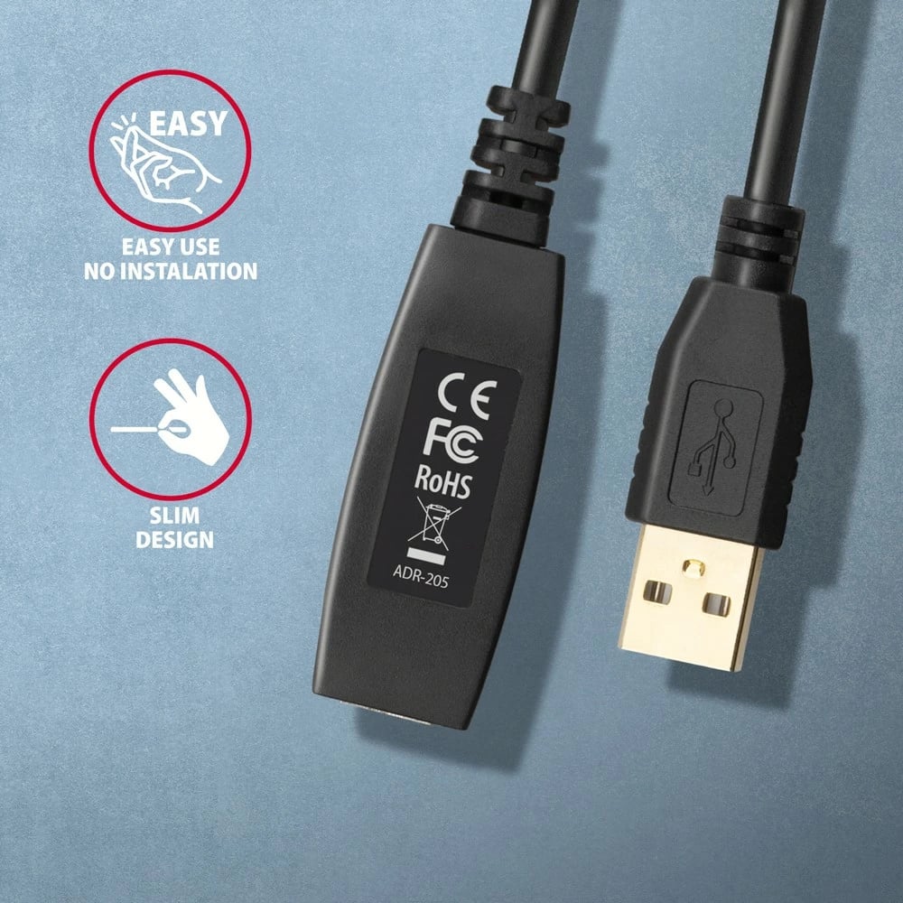 Kabllo zgjatues aktiv USB 2.0 AXAGON ADR-205, 5m, i zi