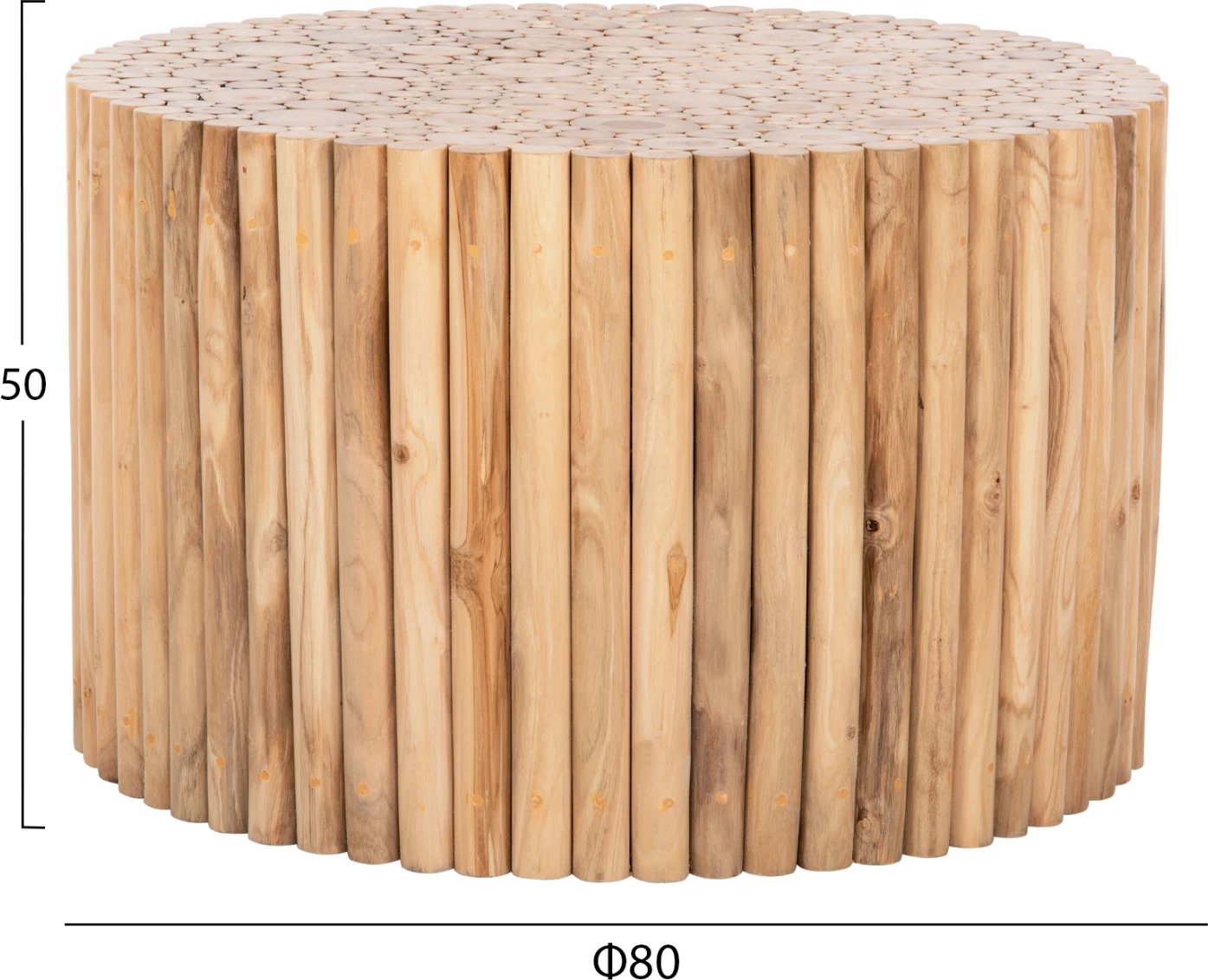 Tavolinë kafeje e rrumbullakët COOTER FH9863 degë TEAK - NATYRALE Φ80x50Hcm