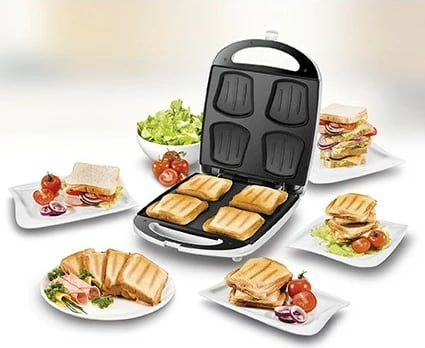 Tostier UNOLD 48480 Quadro, 4 sanduiçe, inox/bardhë