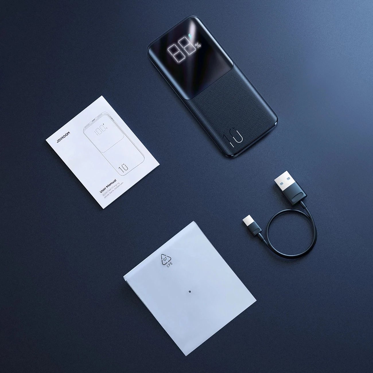Powerbank Joyroom JR-QP191, 10000mAh, 22.5W, me kabllo USB-C, e zezë
