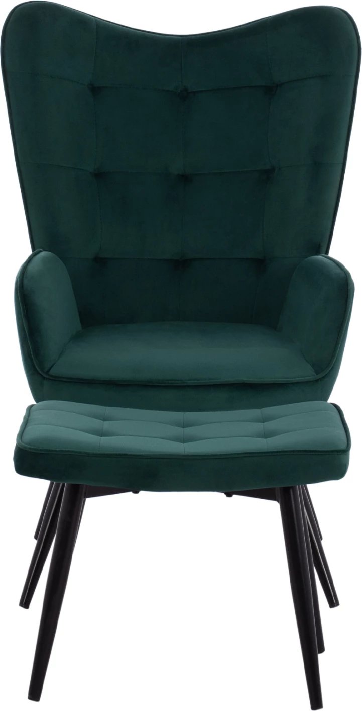 Fotelje CRAWLEY me tabure, ngjyrë cypress velvet FH8918.03