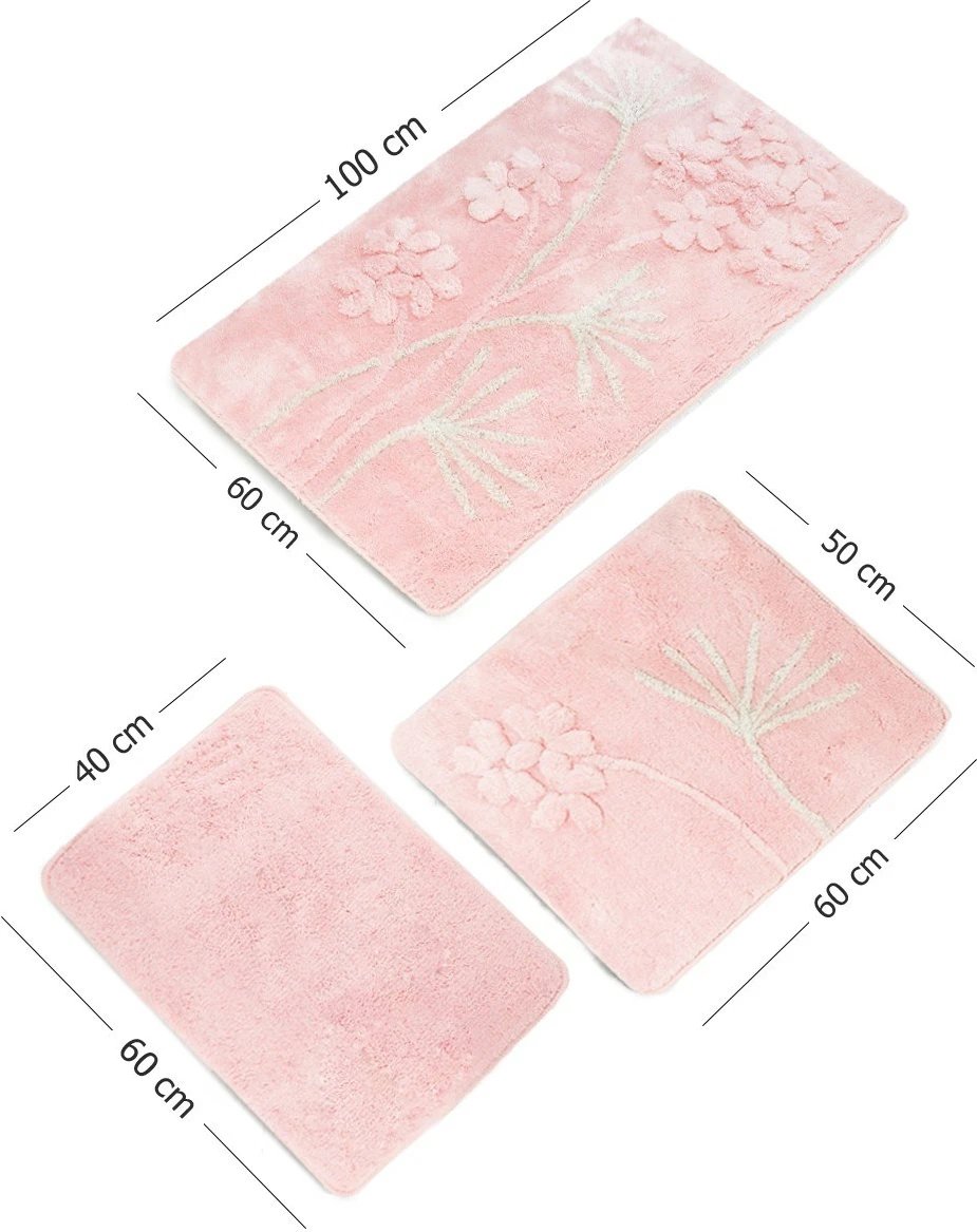 Set tapetash për banjo, akrilik, 3 copë, Mijölnir Orkide, ngjyrë pluhur
