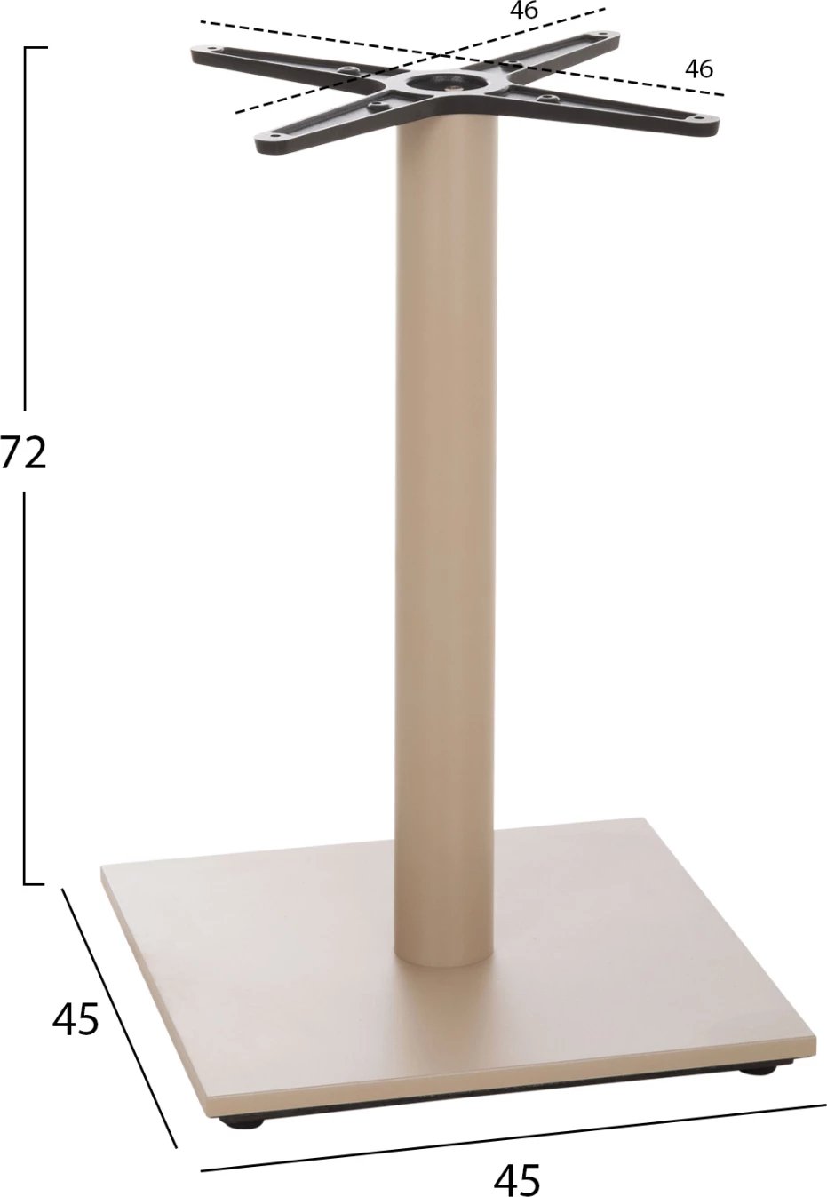 Baza tavoline metalike, ngjyrë kapuçino mat, FH438.25, 46x46x72cm