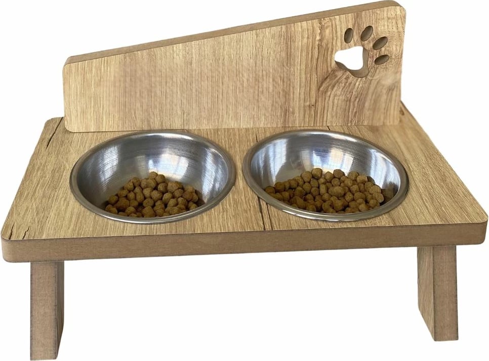 Enë ushqimi për kafshë, ngjyrë druri, Paws & Whiskers, Tori