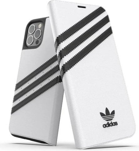 Mbështjellës Adidas OR Booklet Case PU për iPhone 12/12 Pro 6.1", bardhë dhe zi