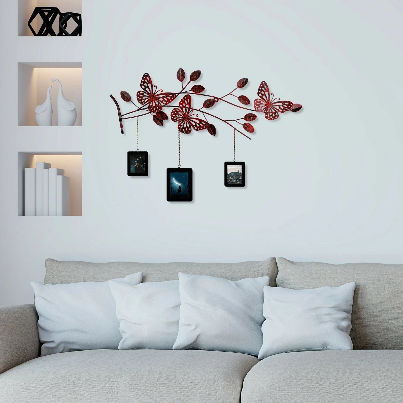 Aksesor dekorativ metalik për mur, Wallity Dalvere 1, shumëngjyrësh, 93x65x4cm