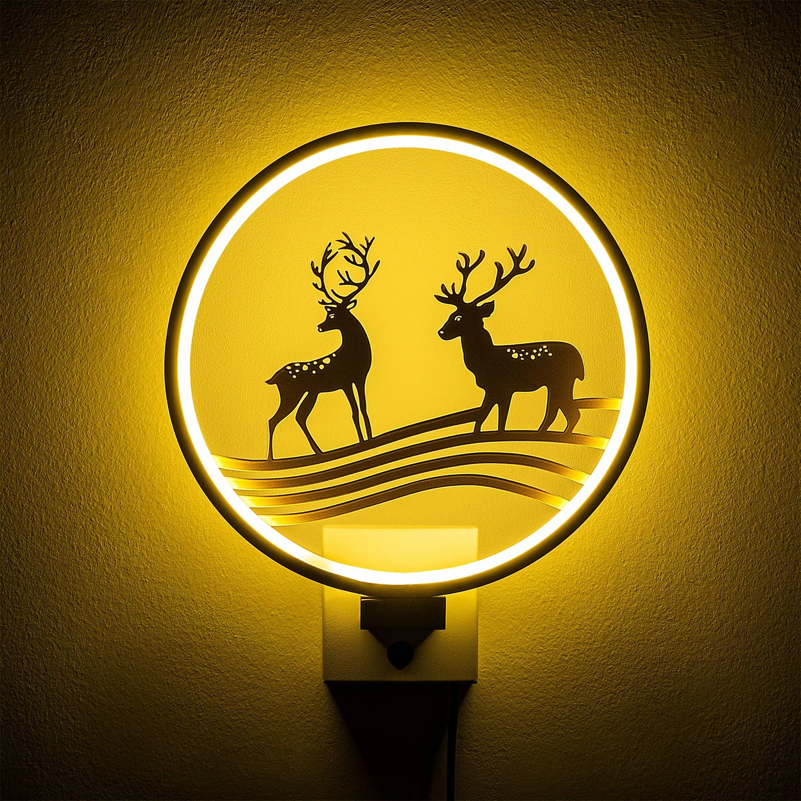 Llambë muri dekorative, Opviq XMAS30, e bardhë dhe ari, motiv kafshësh, 30x36x10cm