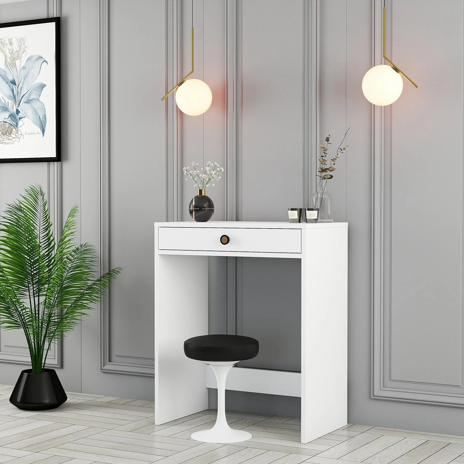 Tavolinë grimi Hanah Home, Lizbon, e bardhë