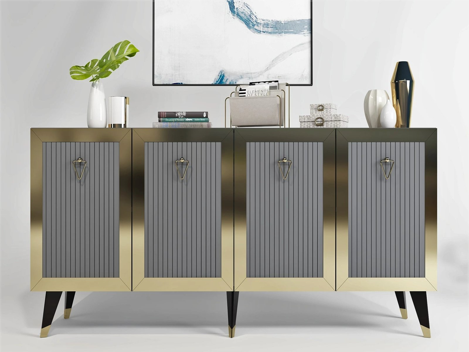 Konsol Hanah Home, ngjyrë antracit dhe ari