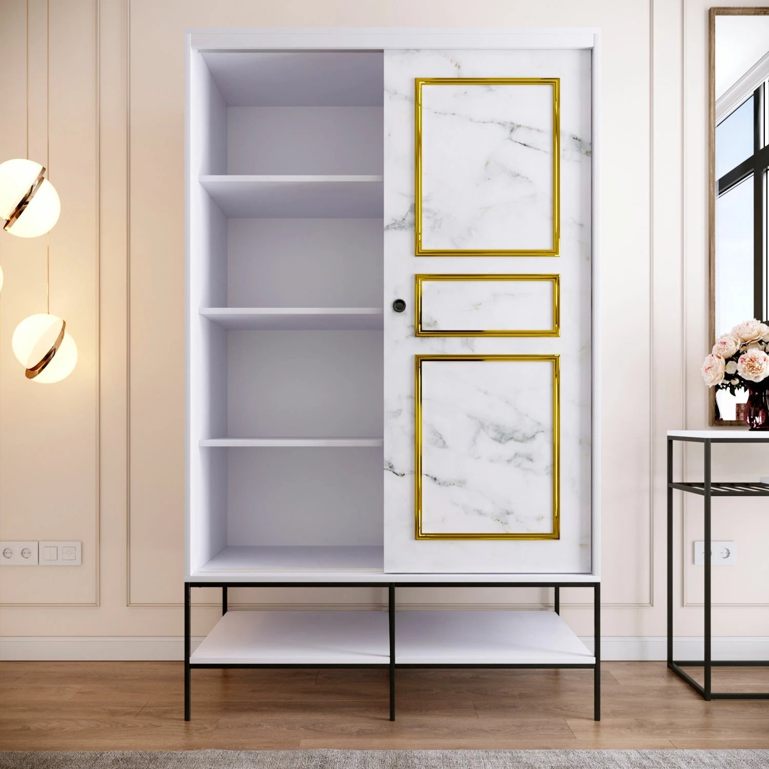 Dollap Hanah Home, Martin 120, bardhë, zi, ari