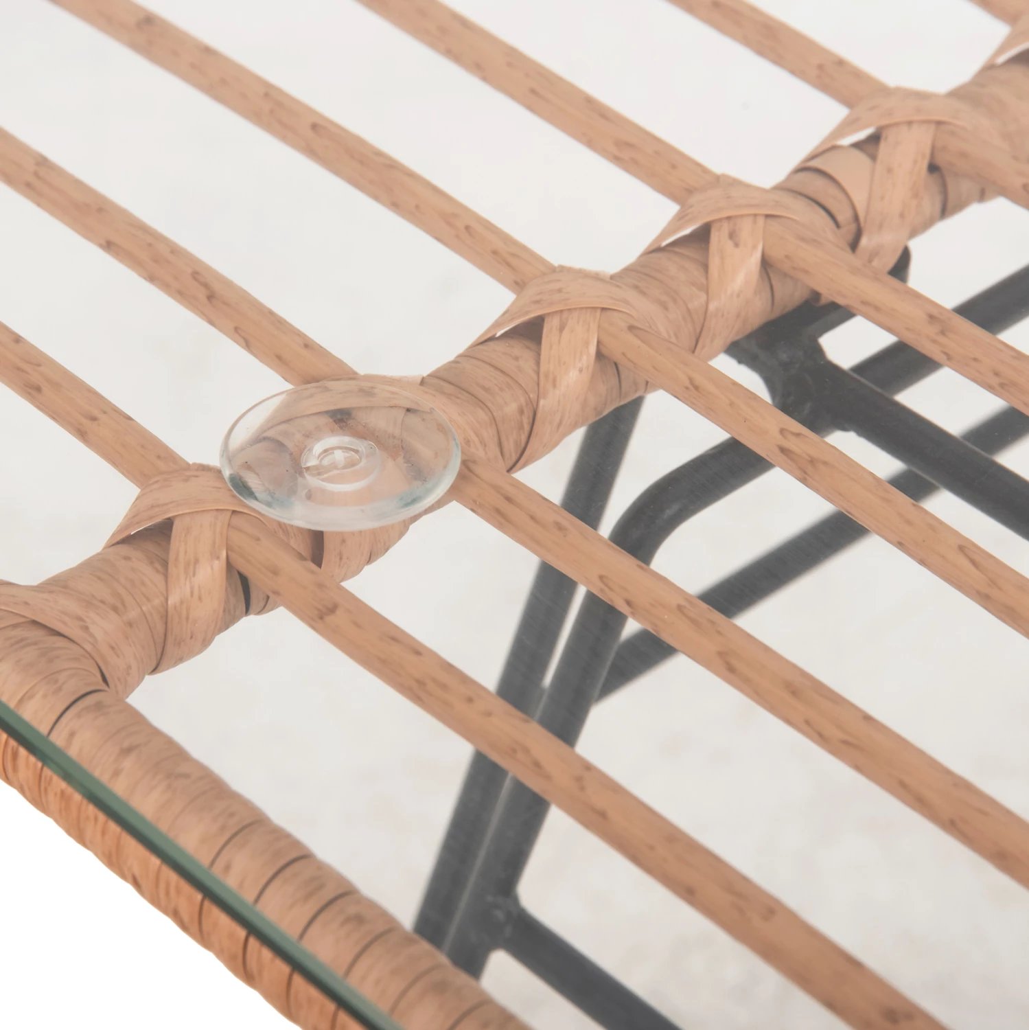 Tavolinë kafeje për jashtë ALLEGRA FH6076 metal i zi - rattan bezhë 95x55x51.5H cm