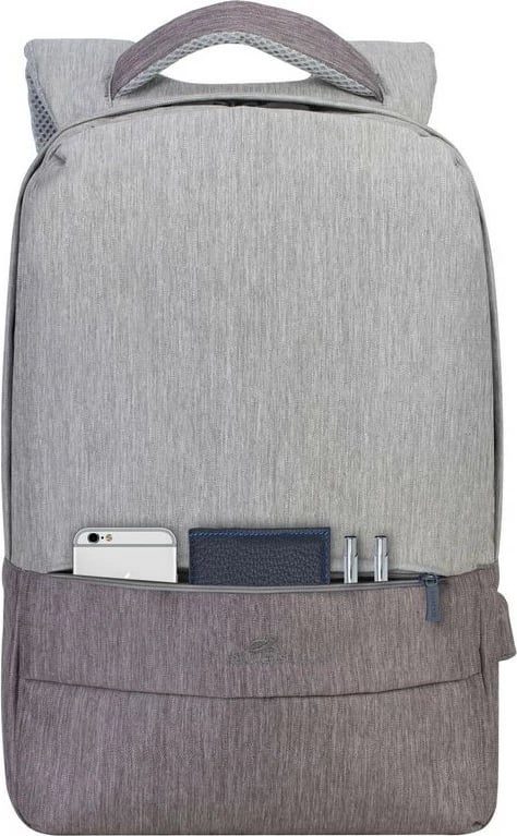 Çantë shpine RIVACASE Prater 15.6", USB port, gri/mokka Çantë shpine RIVACASE Prater 15.6", USB port, gri/mokka
