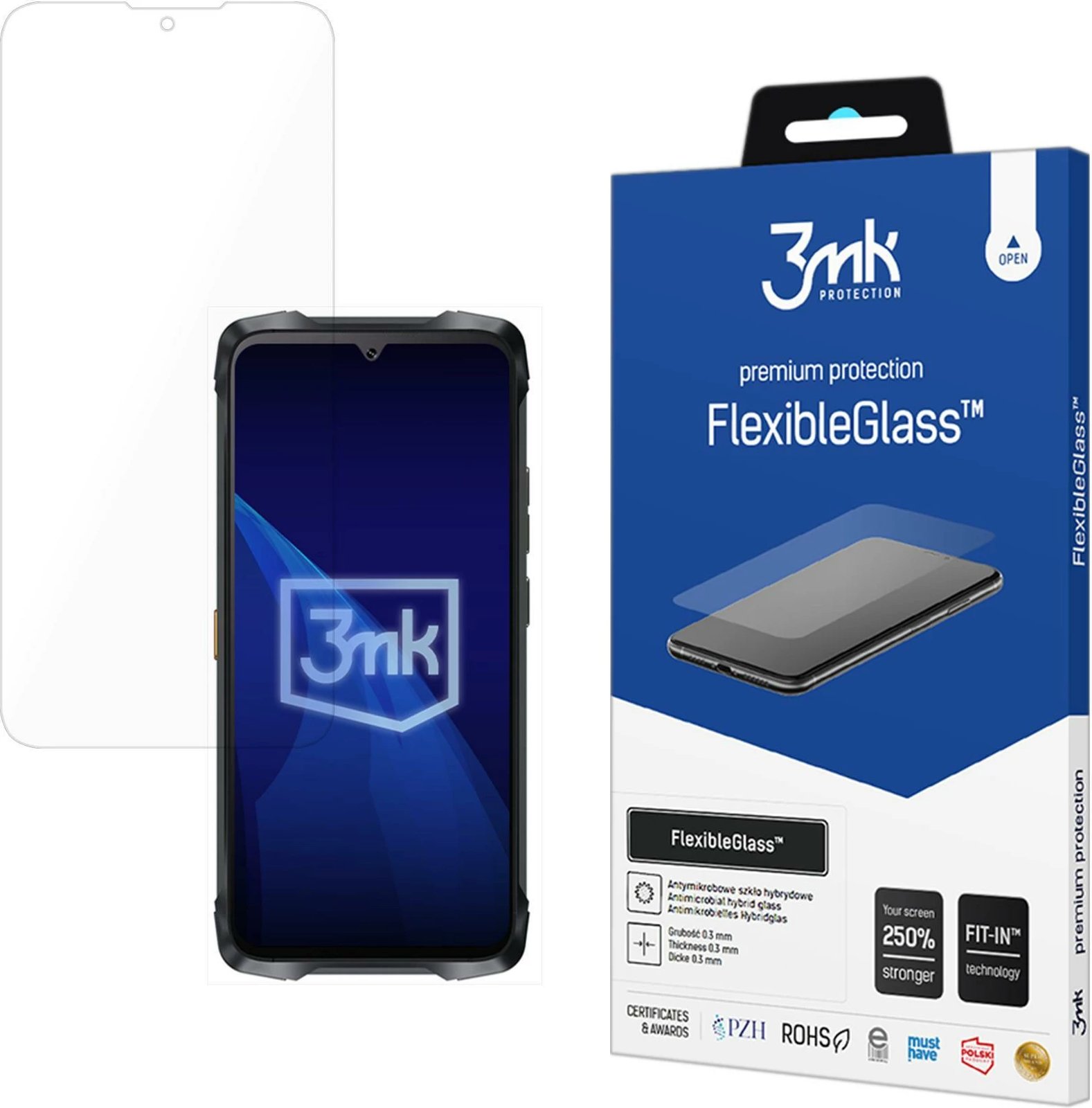Xham mbrojtës hibrid 3mk FlexibleGlass për Cubot KingKong Power 3