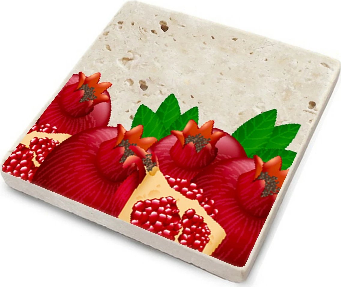 Set nënshtruesesh qelqi prej guri natyral, shumëngjyrëshe, 4 copë, Hermia, TBA7436502315329