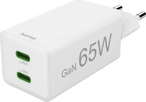 Karikues rrjeti Hama 65W GaN PD/QC 2x USB-C, bardhë