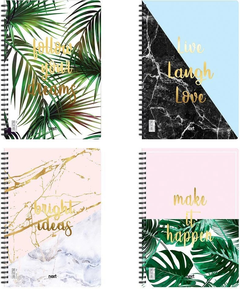 Fletore spirale elegante Next 21x29cm, 4 tema